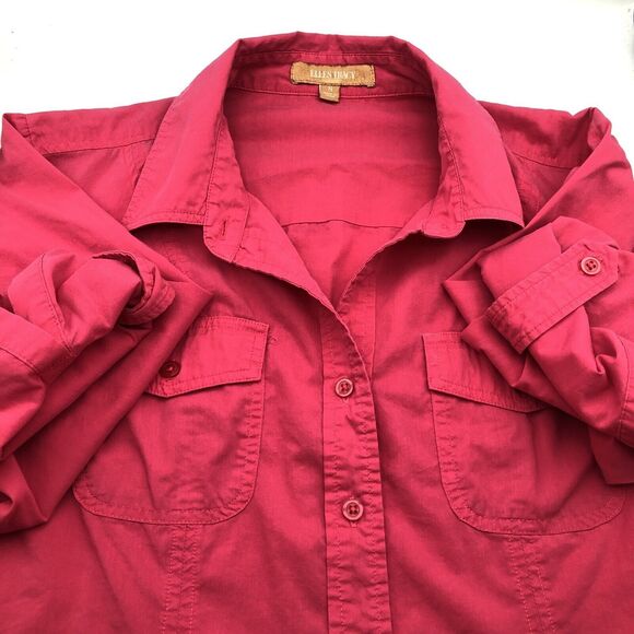 Ellen Tracy Button Up Collared Long Sleeve Shirt Berry Red Size 8 Western - Picture 4 of 9